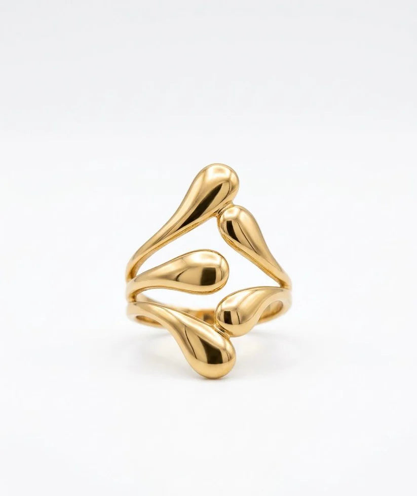 golden drops ring Solid Gold Plated