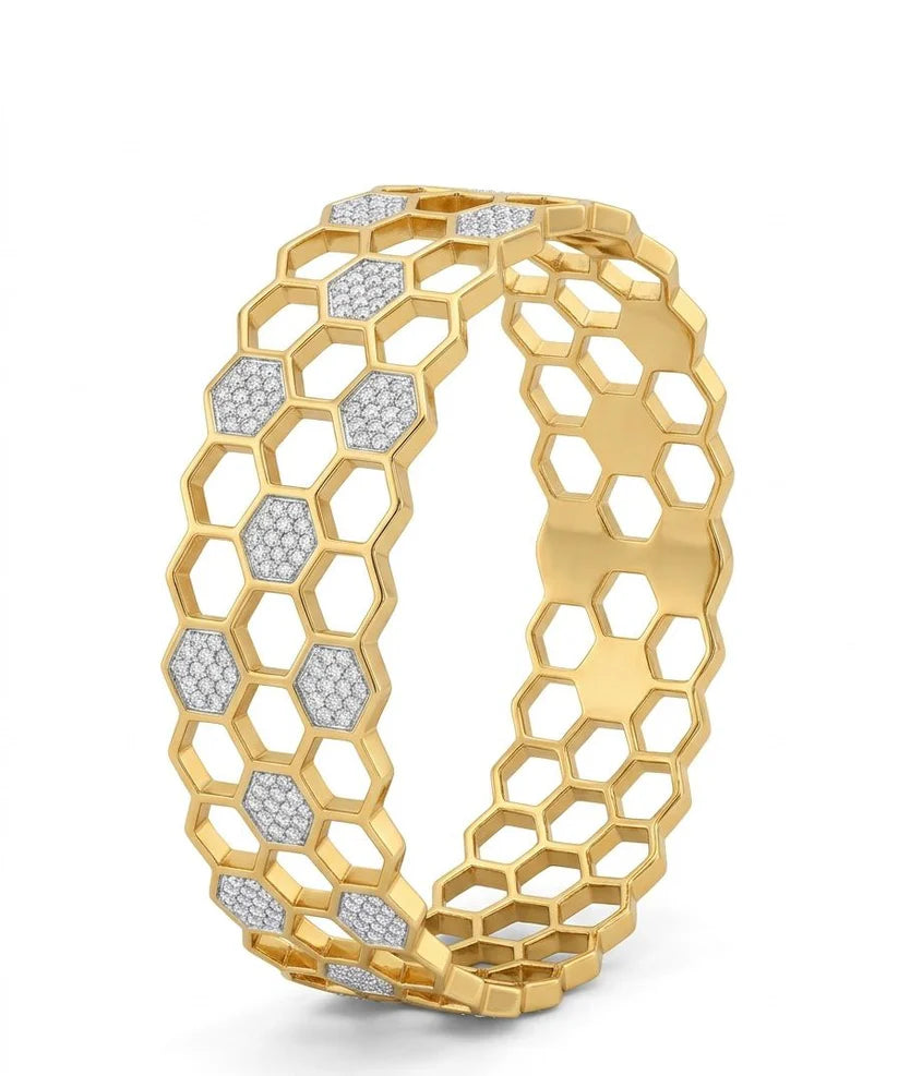 Hexagon Diamond Bangle