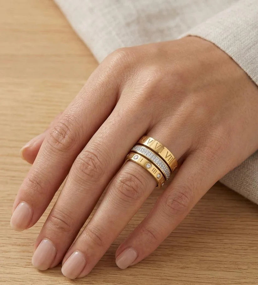 Roman numerals Ring /Three layered ring