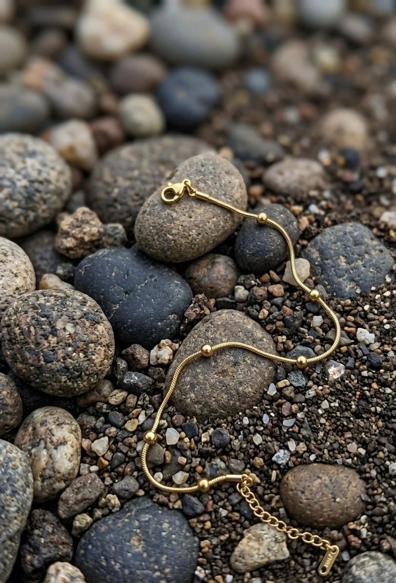 Gold Bead Charm Anklet