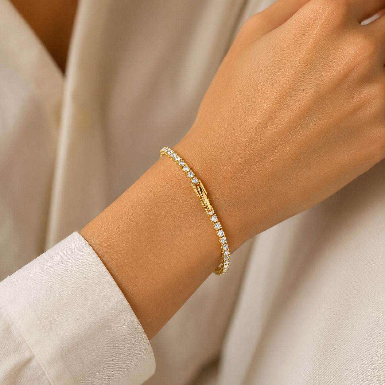 tennis bracelet silver & golden.