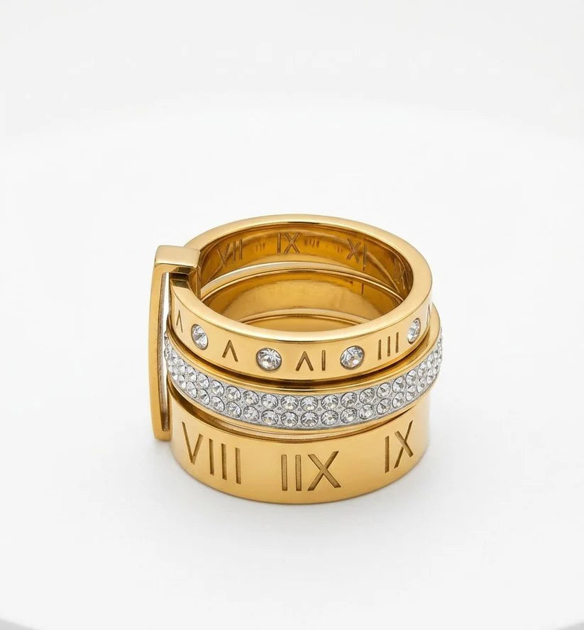 Roman numerals Ring /Three layered ring