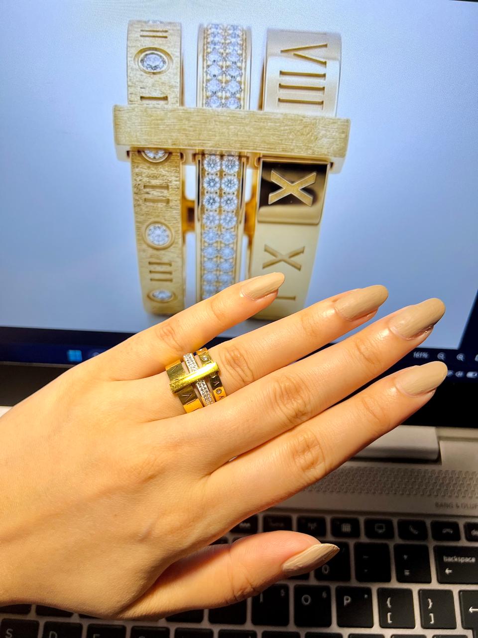 Roman numerals Ring /Three layered ring