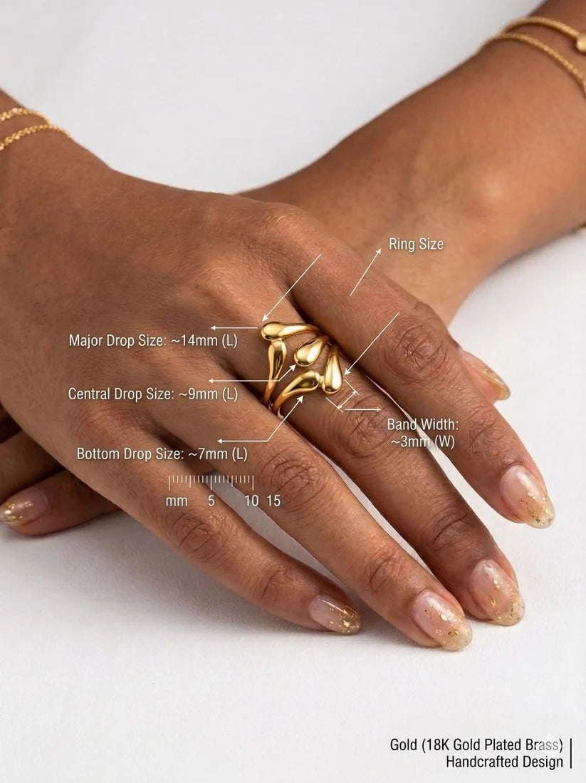 golden drops ring Solid Gold Plated