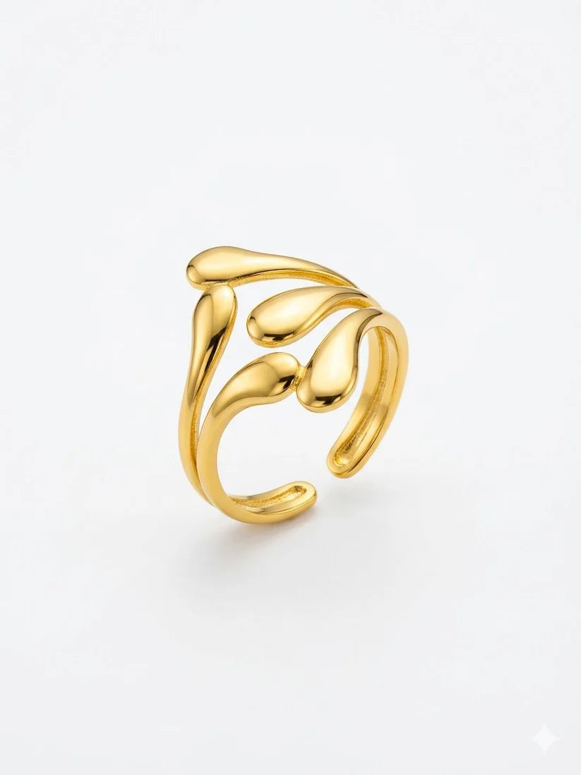 golden drops ring Solid Gold Plated