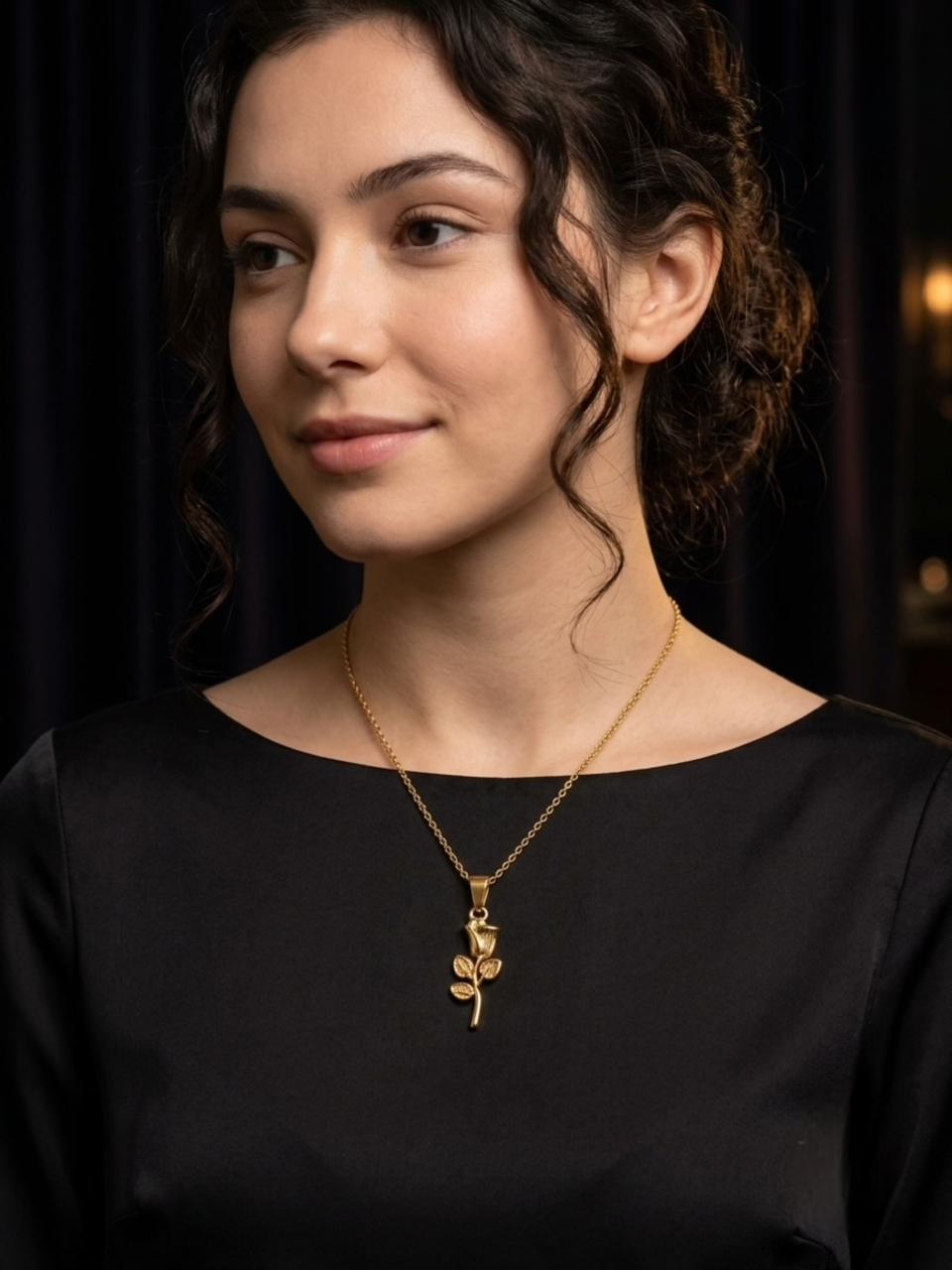 gold rose pendant