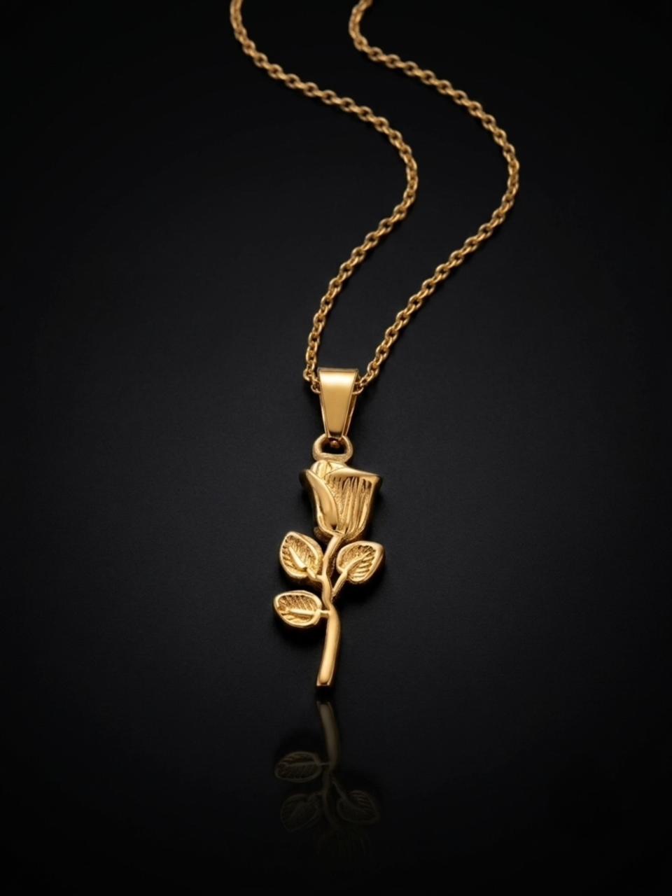gold rose pendant