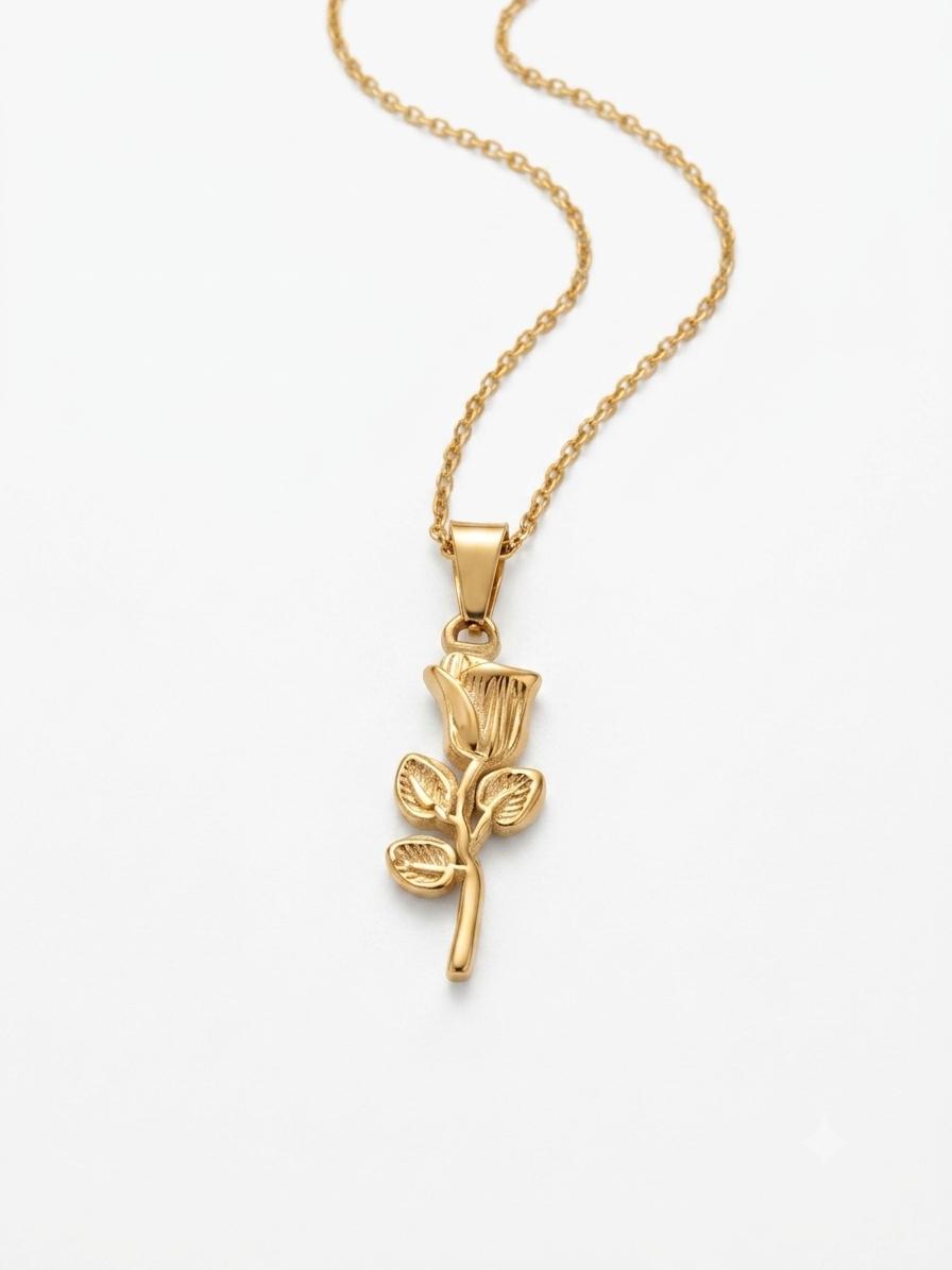 gold rose pendant